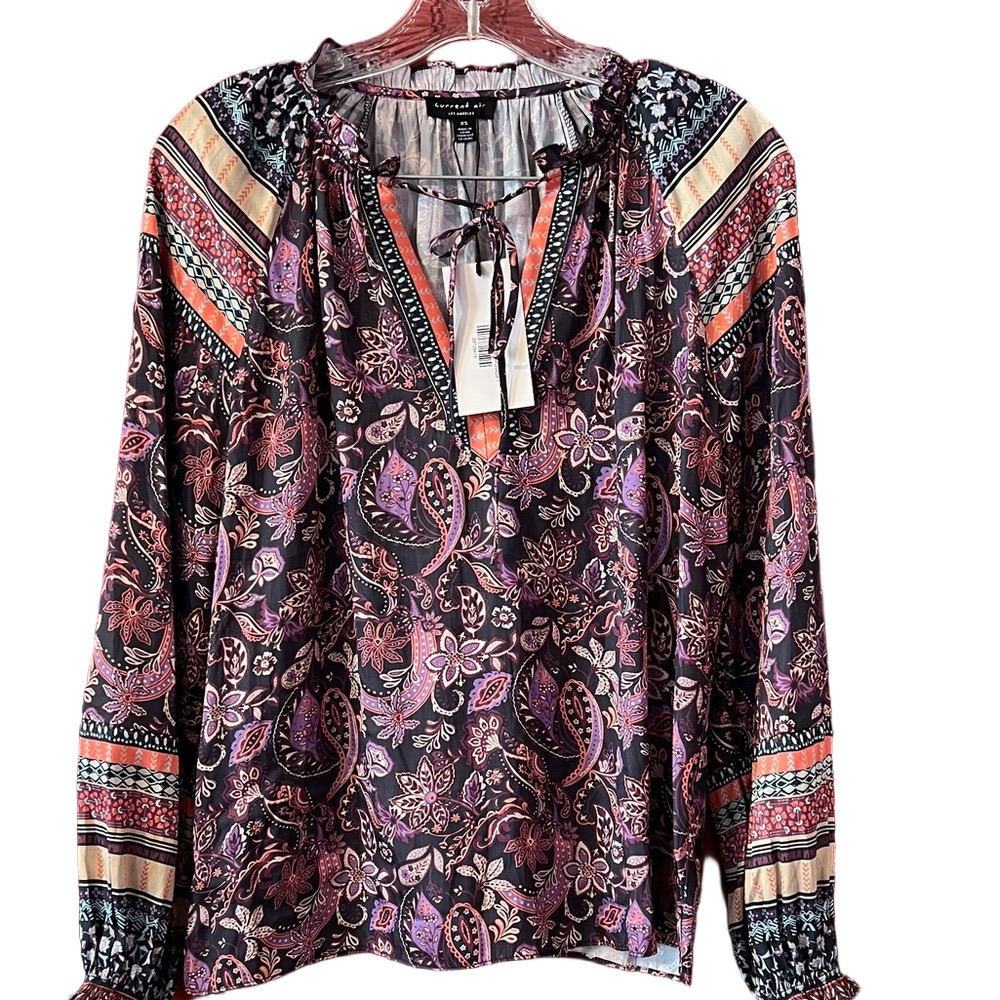 NWT Current Air Multicolor Paisley Floral Blouse